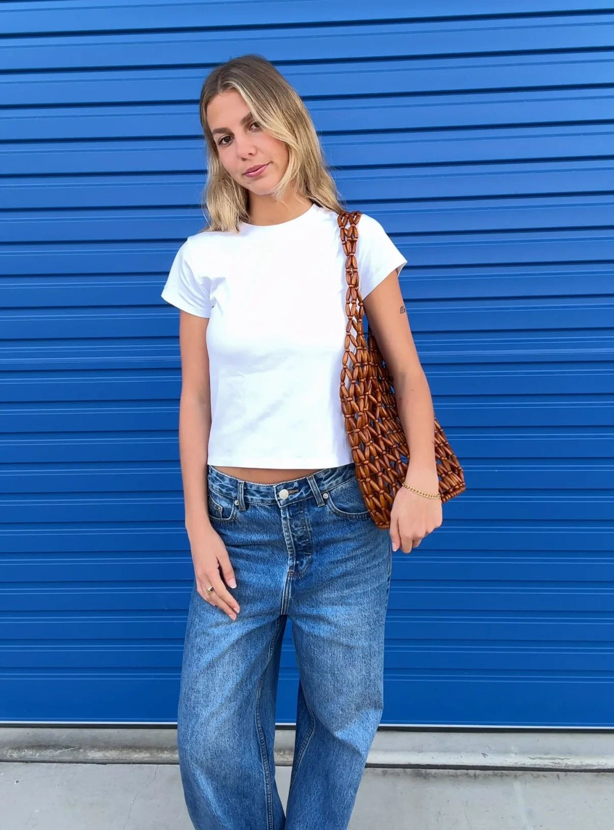 Aelia Beaded Bucket Bag Brown