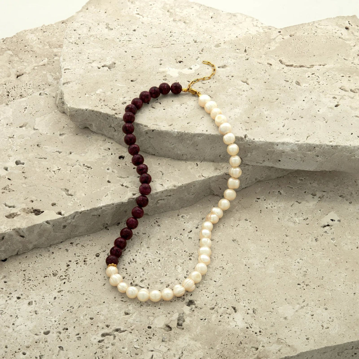 Aelia Garnet and Pearl Necklace Main image