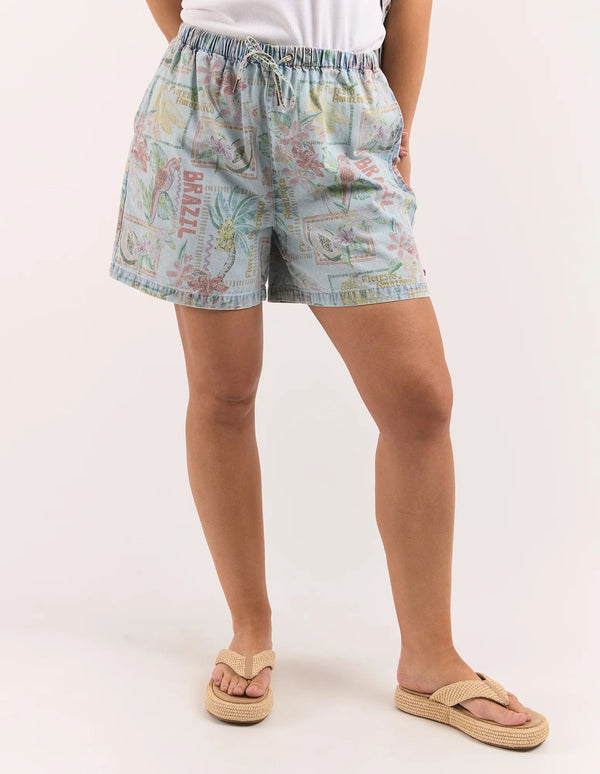 Elm Jade Printed Denim Shorts