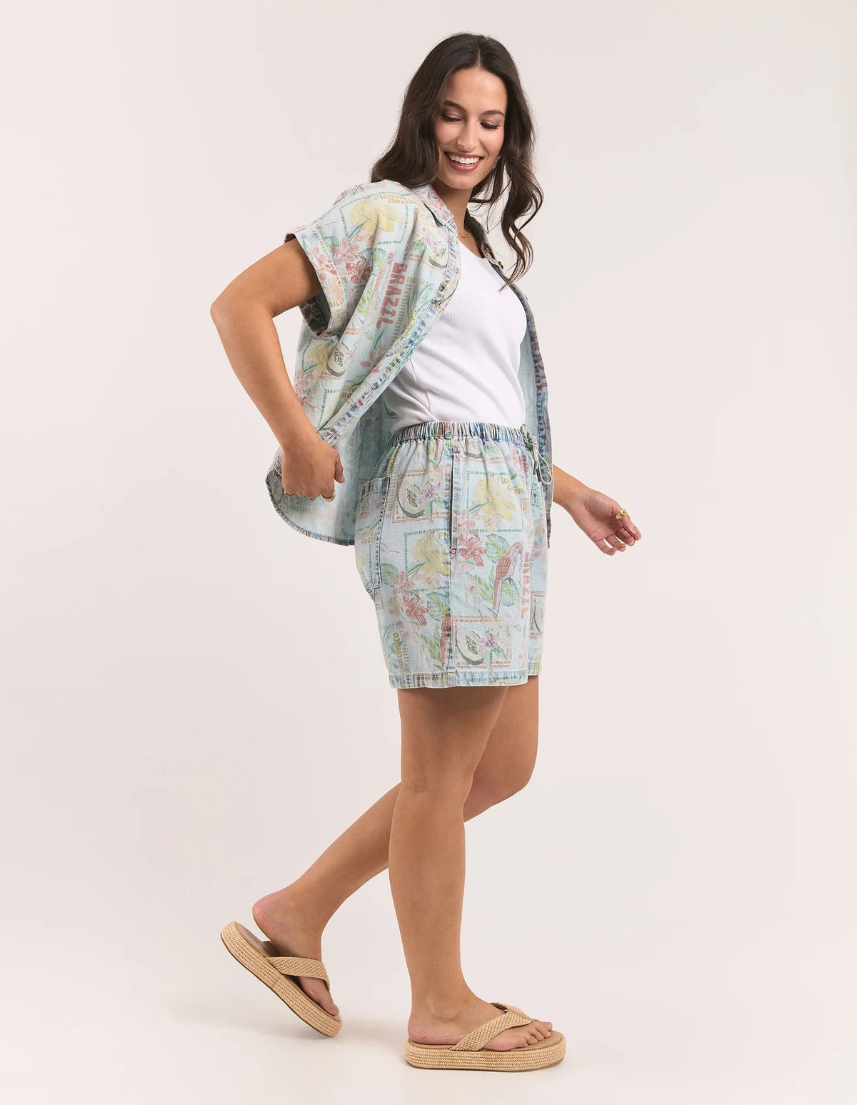 Elm Jade Printed Denim Shorts Main image