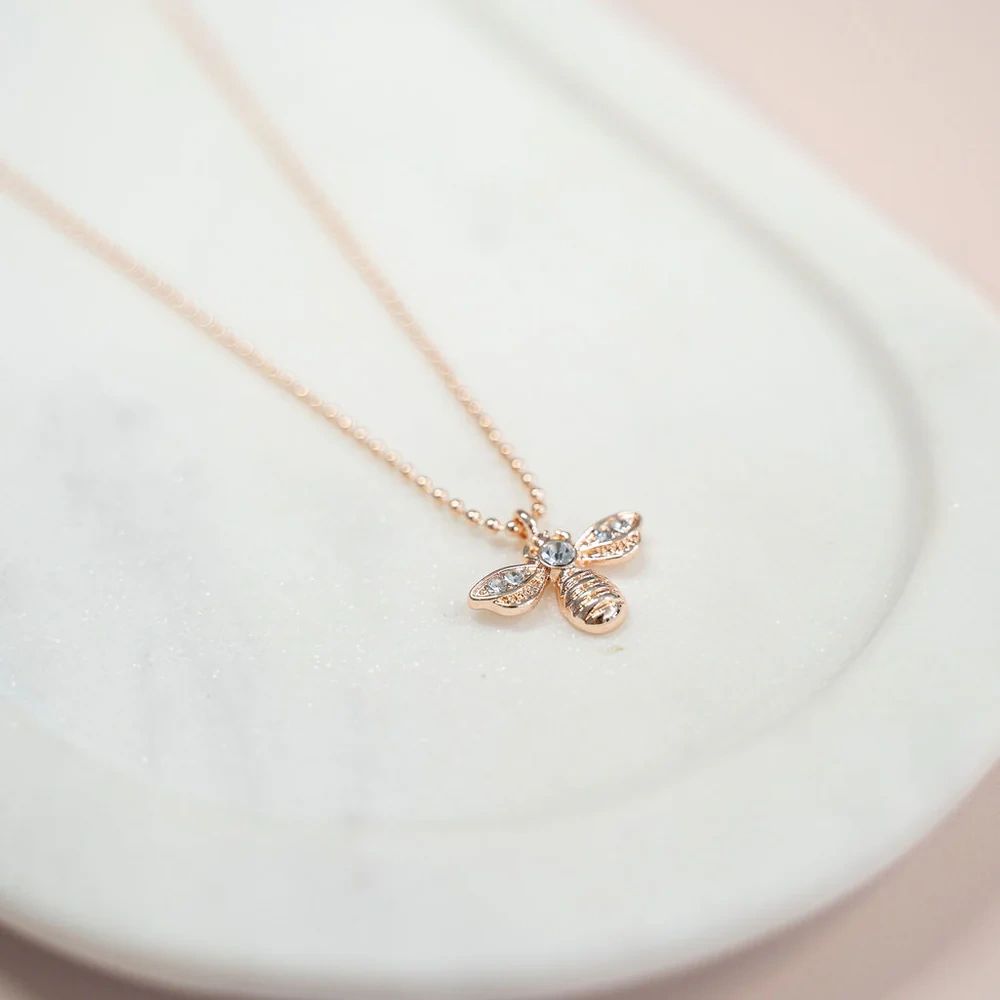 Short Rose Gold Bee Necklace Secondary image