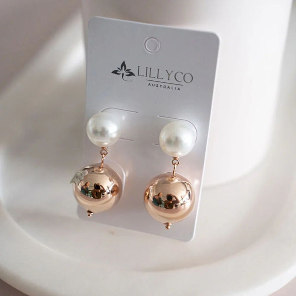 Pearl Drop Ball Earrings