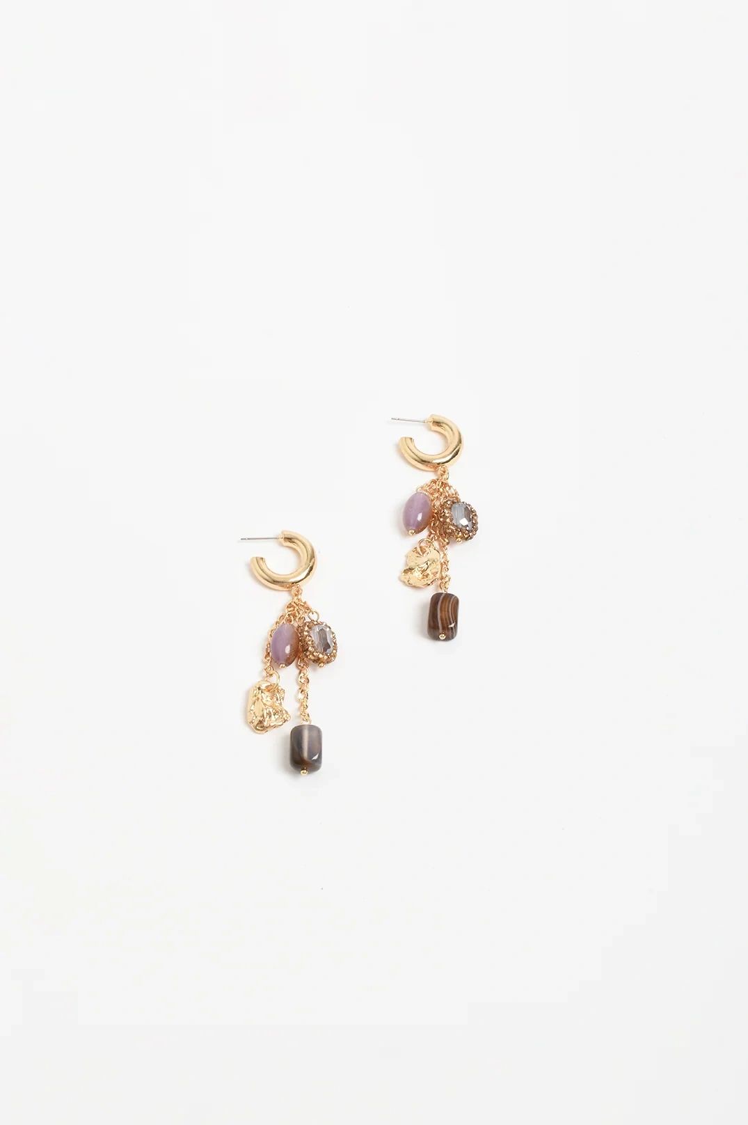Adorne Mixed Material Cluster Drop Hoops