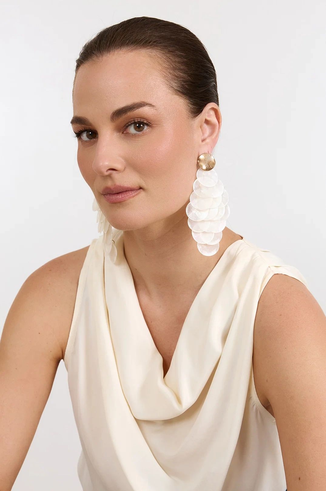 Adorne Shell Disc Statement Earring
