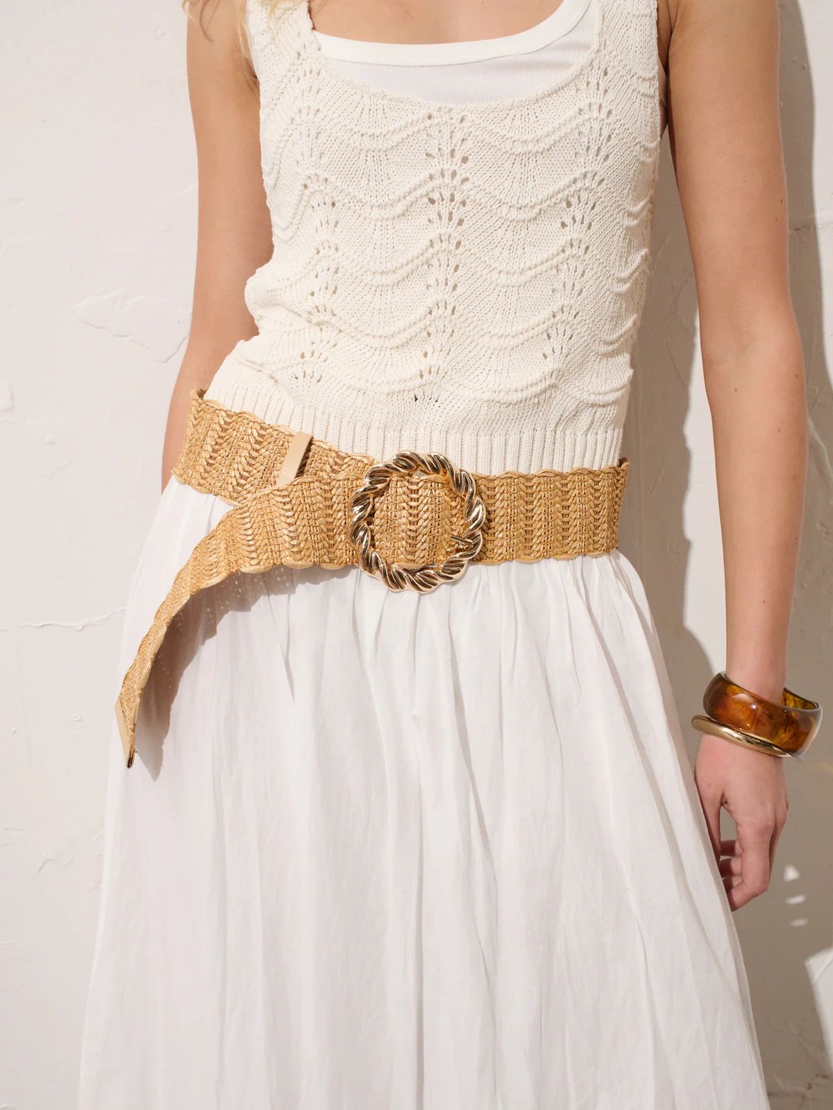 Carmen Straw Metal Buckle Belt
