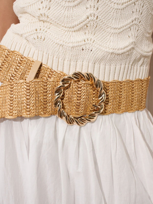 Carmen Straw Metal Buckle Belt