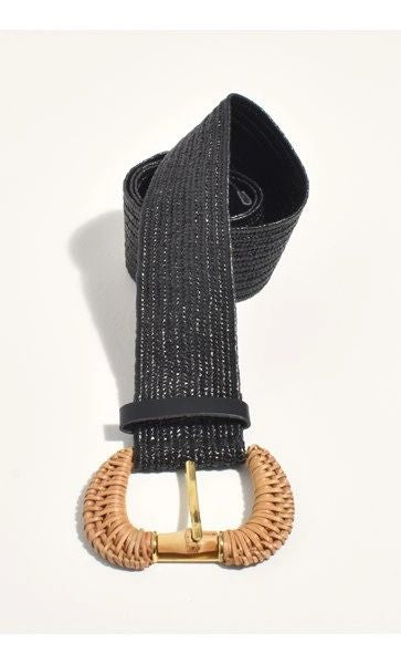 Bamboo Detail Buckle Weave Belt Asst Colours