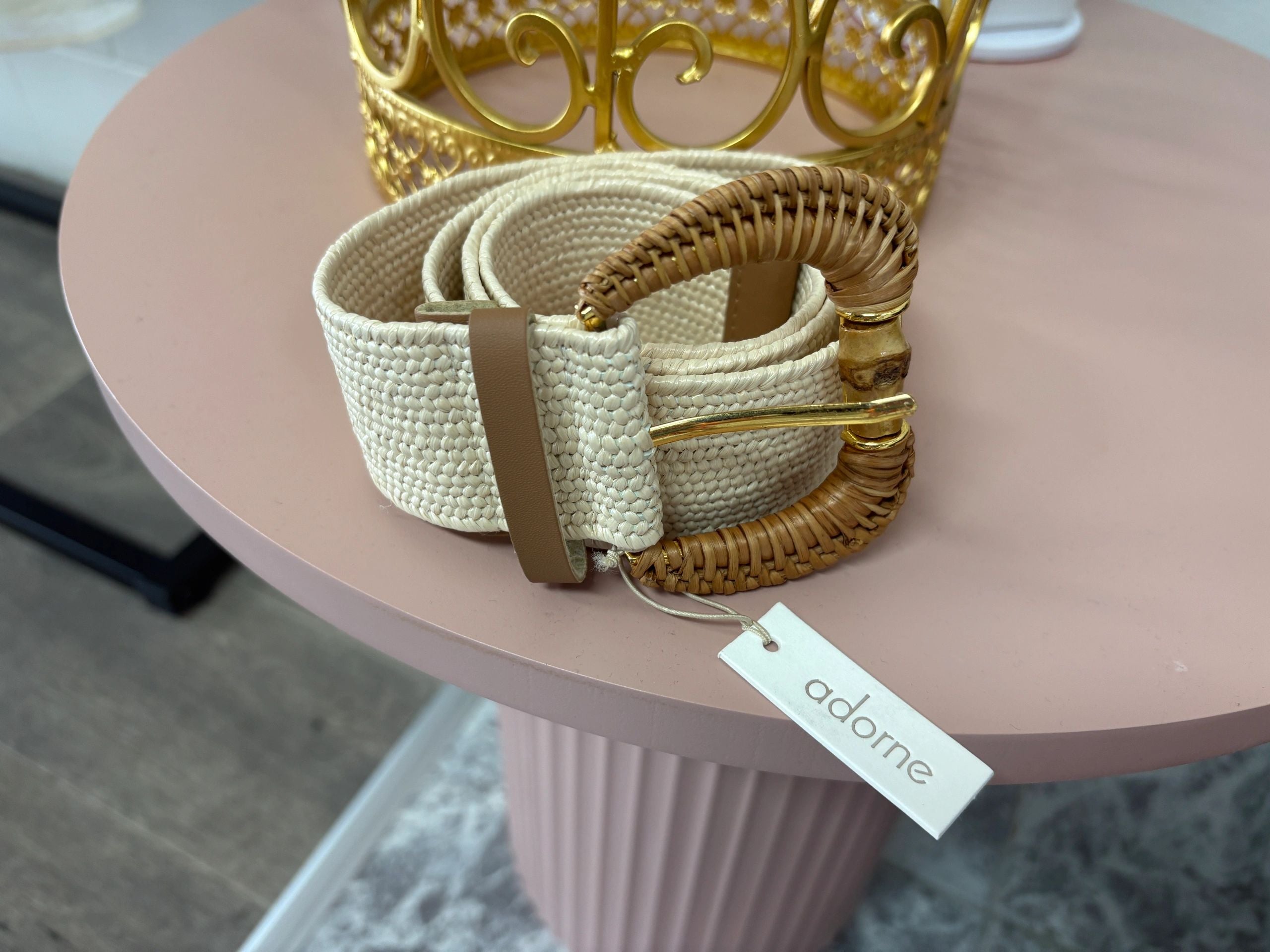 Bamboo Detail Buckle Weave Belt Asst Colours Secondary image