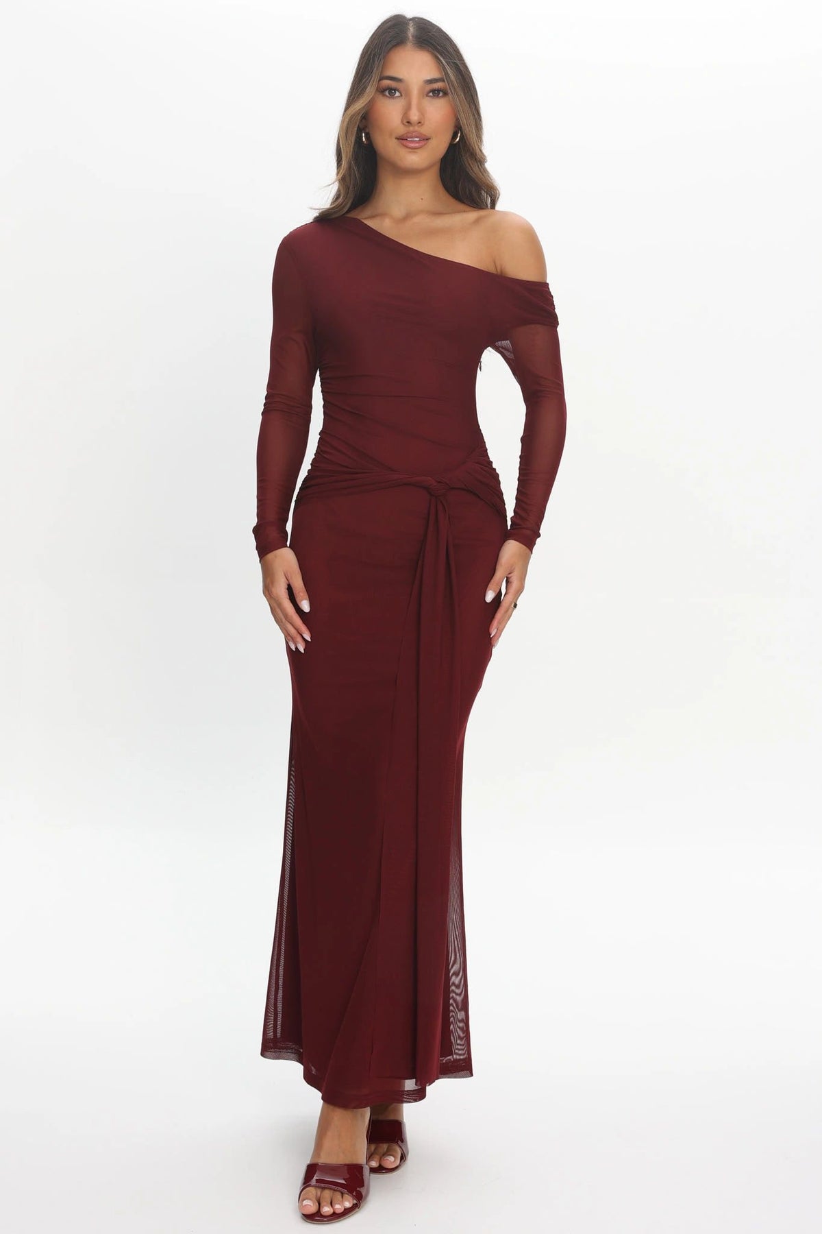 Ambrose Mesh Wine Dress