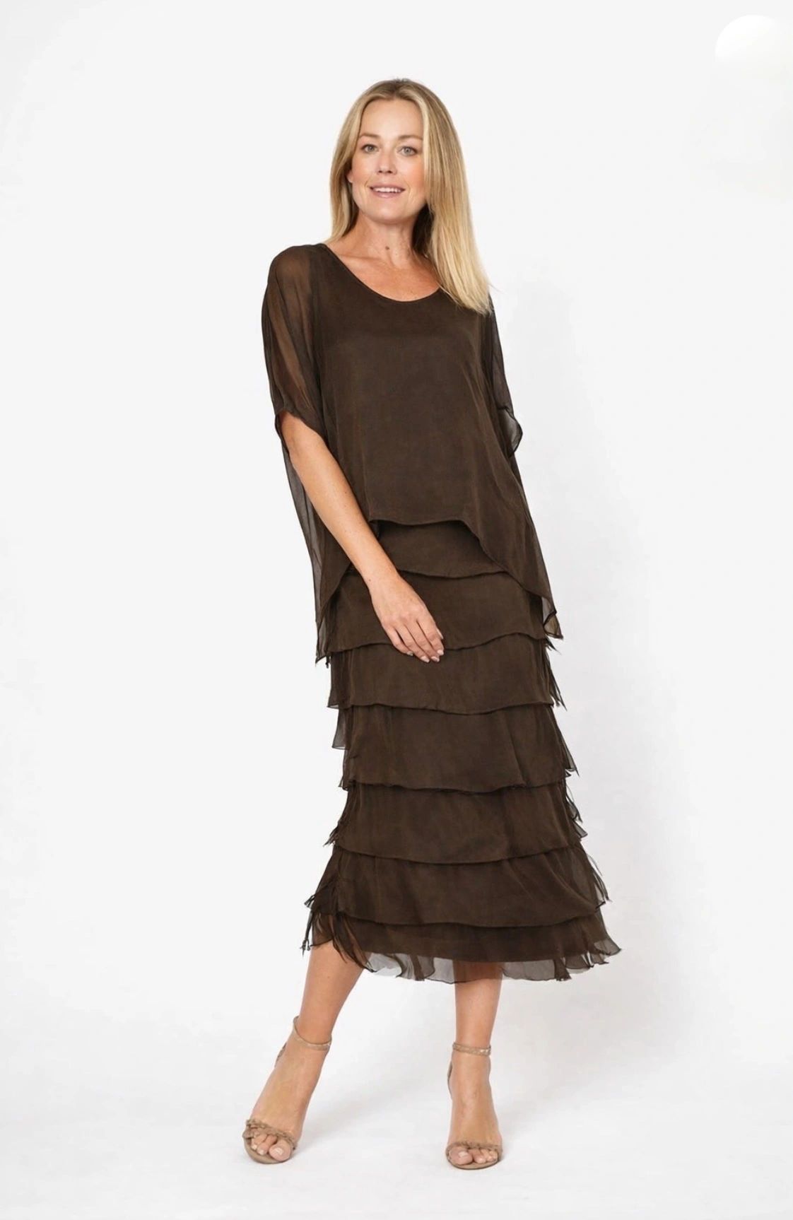 Dark Brown Layered Dress