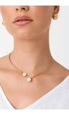 Fine Metallic Cord Pearl Necklace Gold