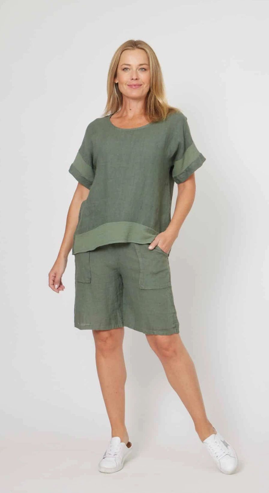 Linen Khaki Shorts Main image