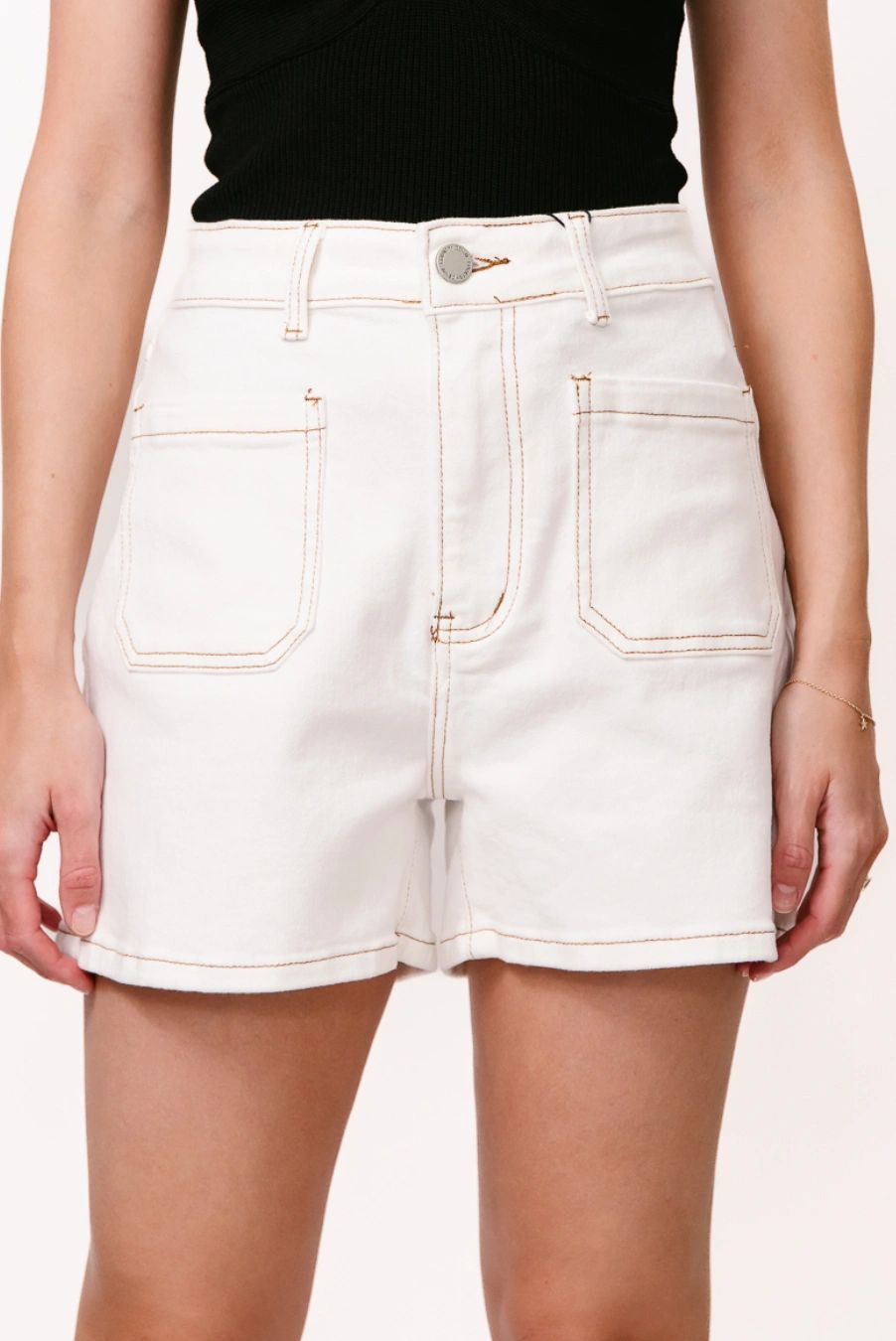White Stretch Denim Shorts