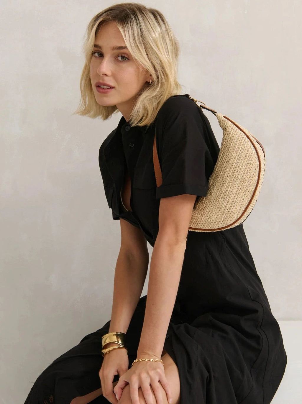 Lenora Banana Straw Bag