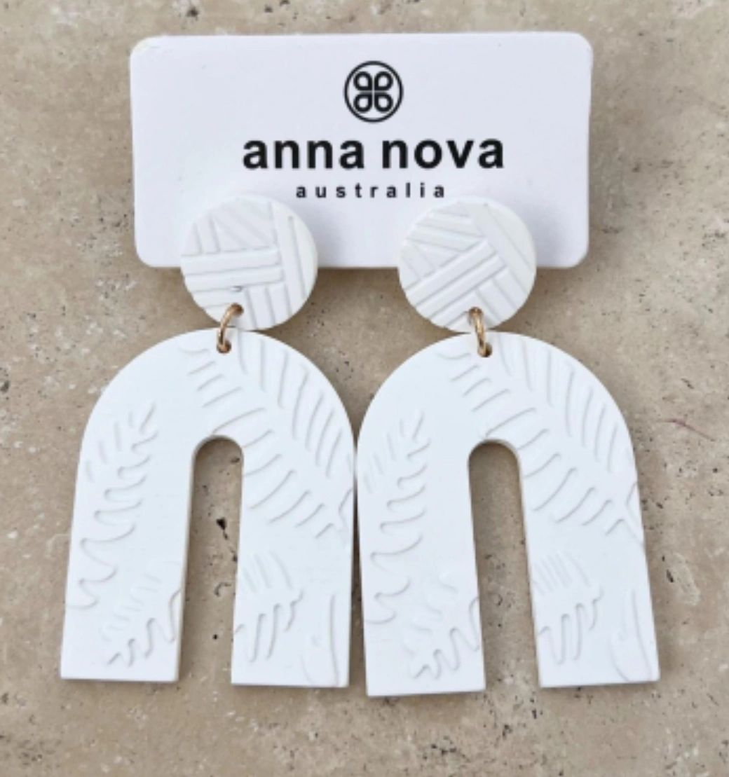 White Horseshoe Earrings