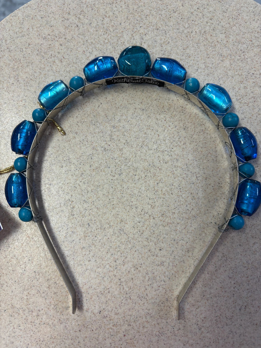 Electric Blue Foil Large Bead Headband