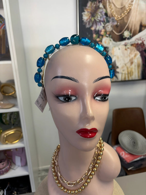 Electric Blue Foil Large Bead Headband