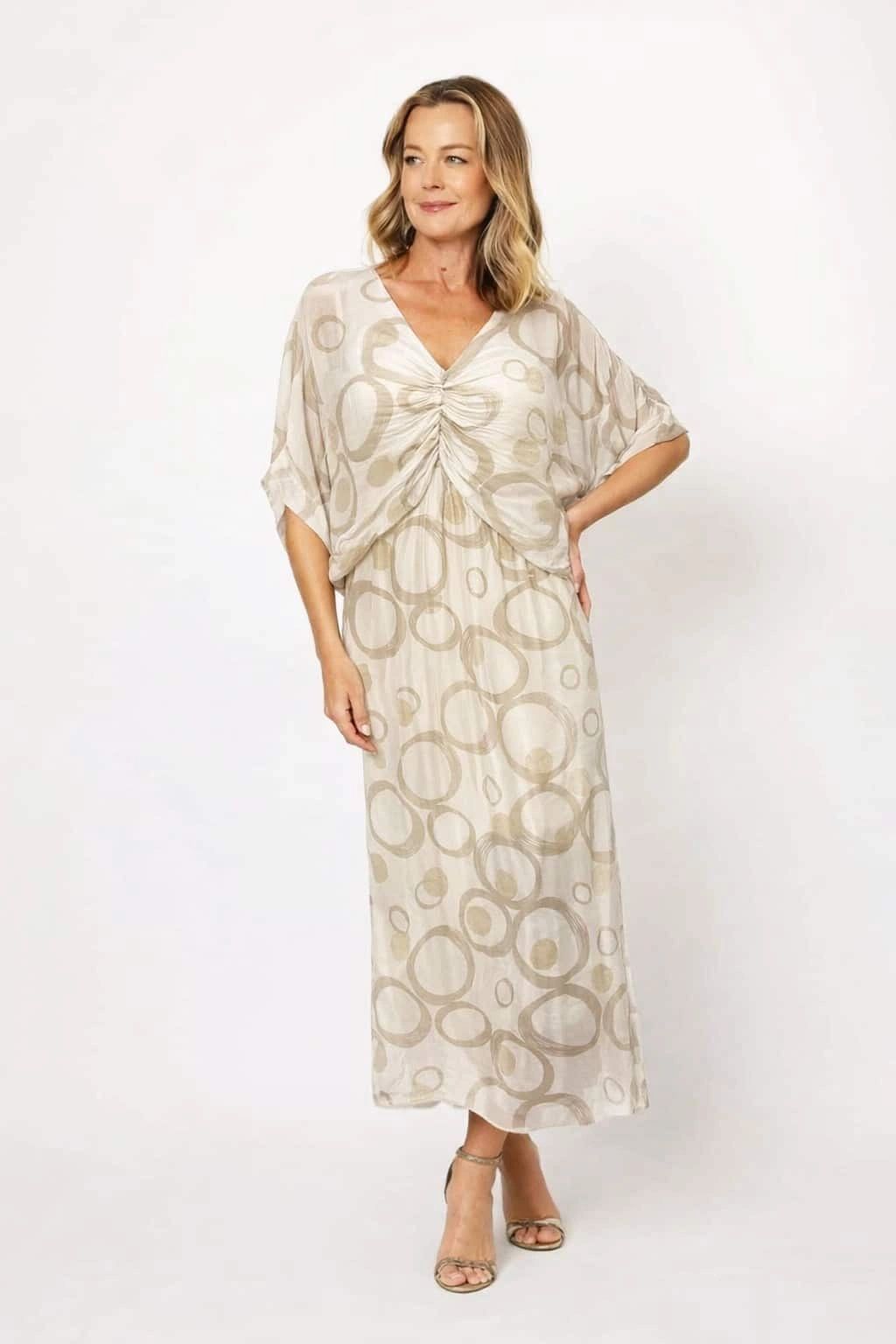 Ruched Bodice Silk Blend Pano Circle Dress Main image