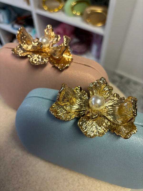 Gold Flower Clutch Asst Colours