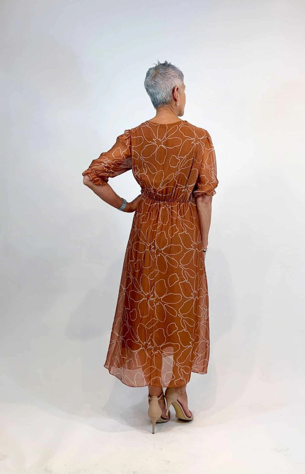Cross Knotted Copper Silk Blend Dress