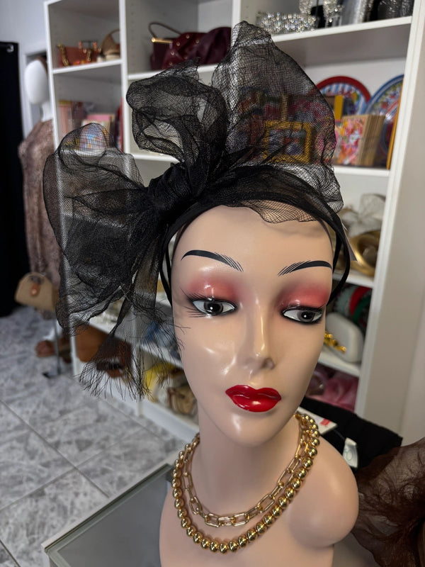 Black Distressed Bow Headband
