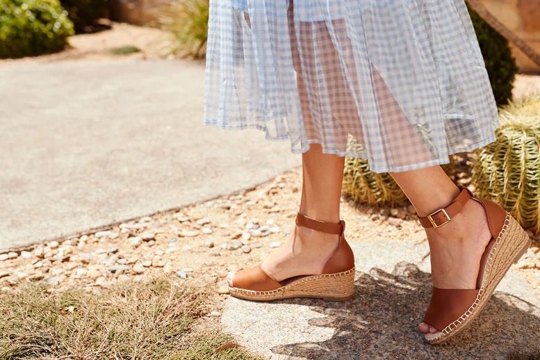 Human Leather Wedge Heel - Nude or Black or Tan