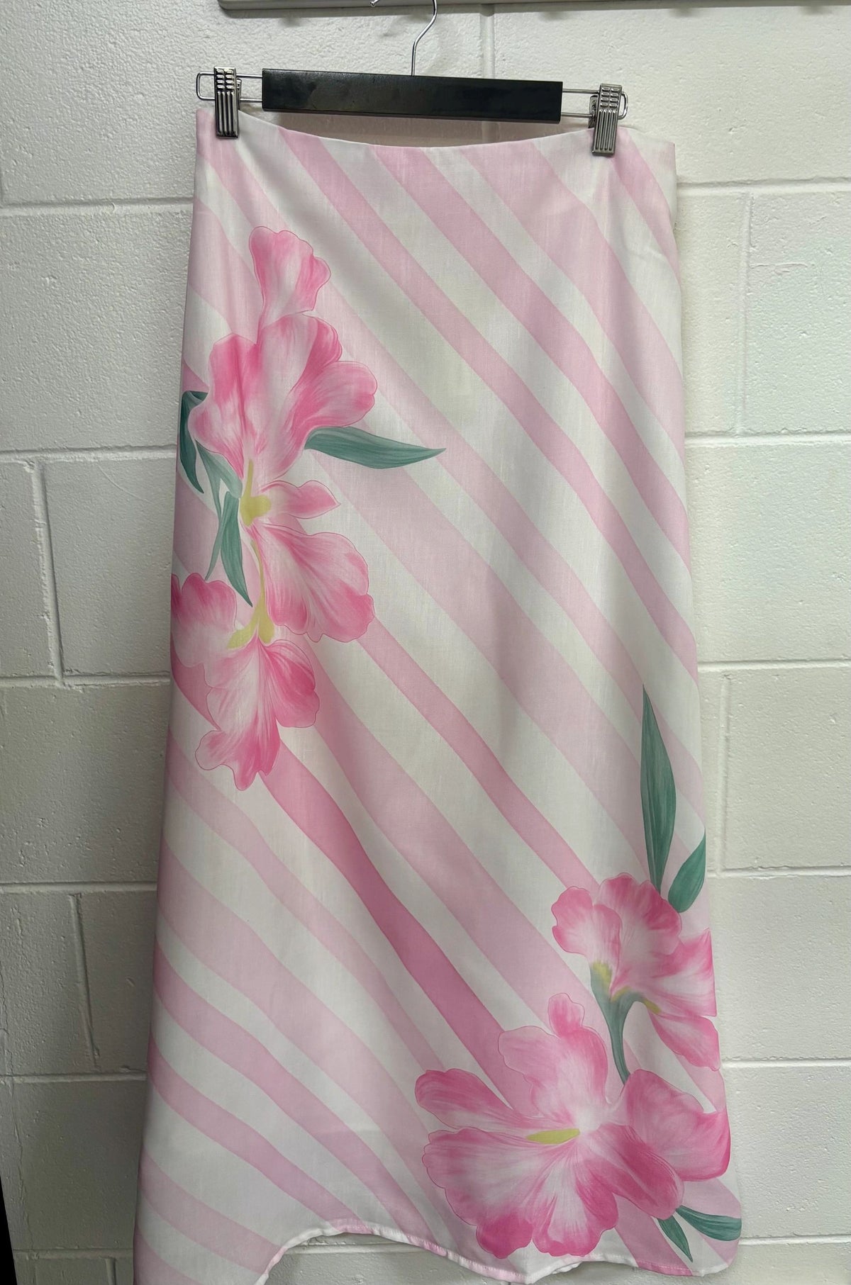 Pink Flower Stripe Maxi Skirt