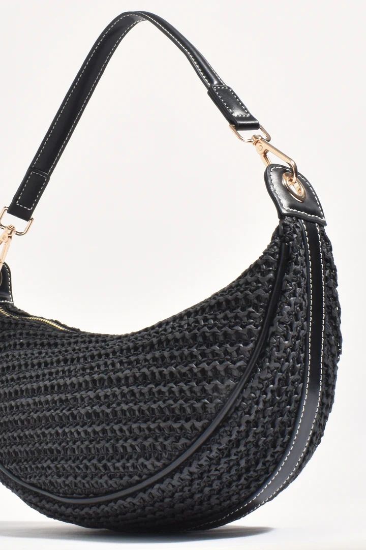 Sienna Crescent Paper Weave Handbag Black Secondary image