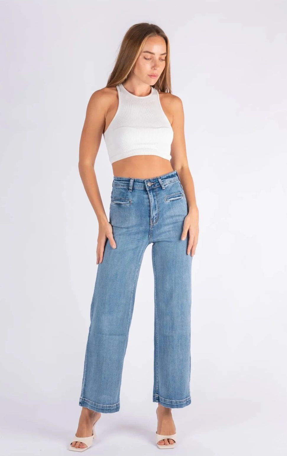 Wakee Slice Pocket Mid Blue Jeans