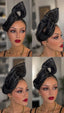 Black Silk Abica with White Stitching Headband