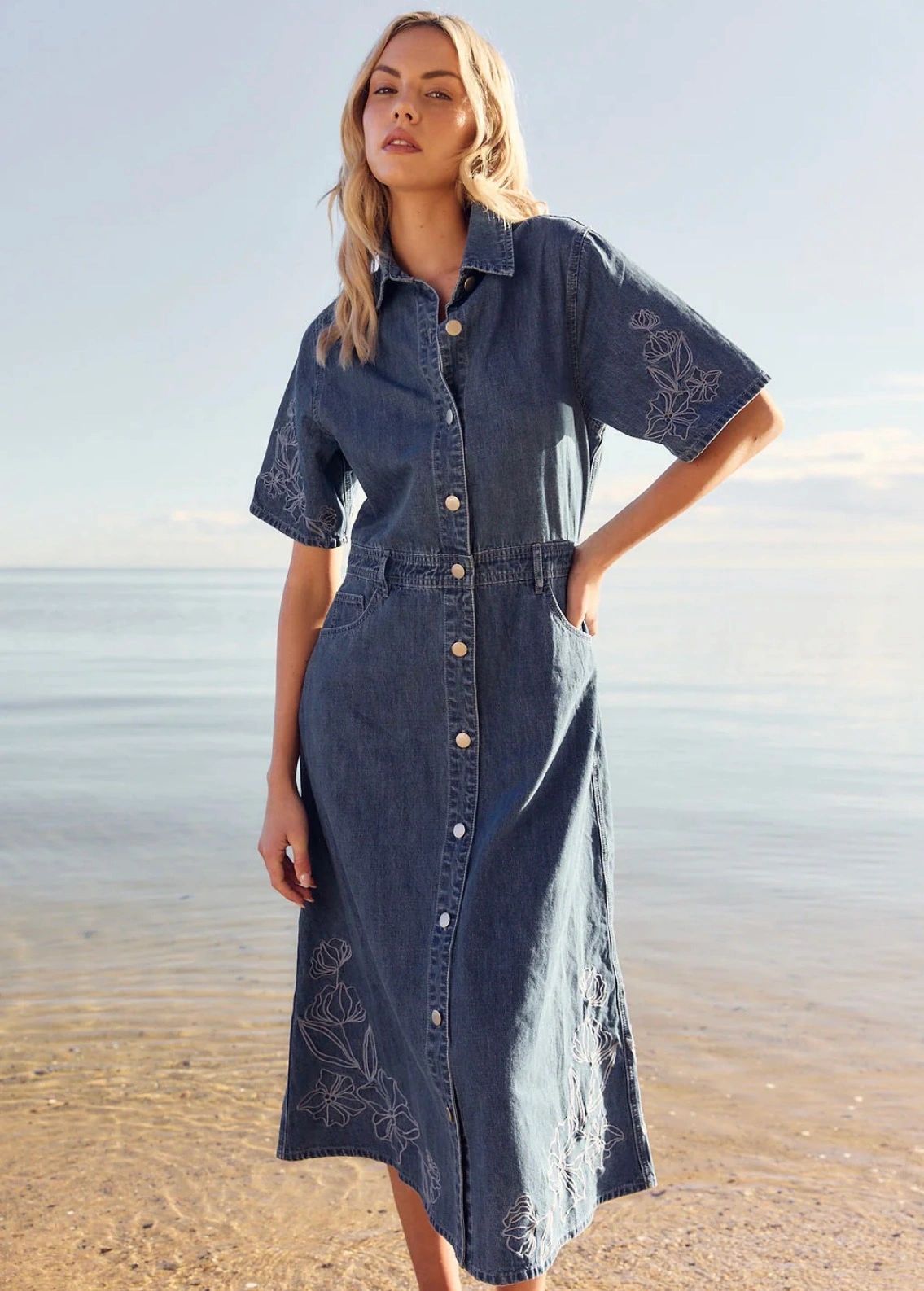 Sloane Embroidered Denim Dress