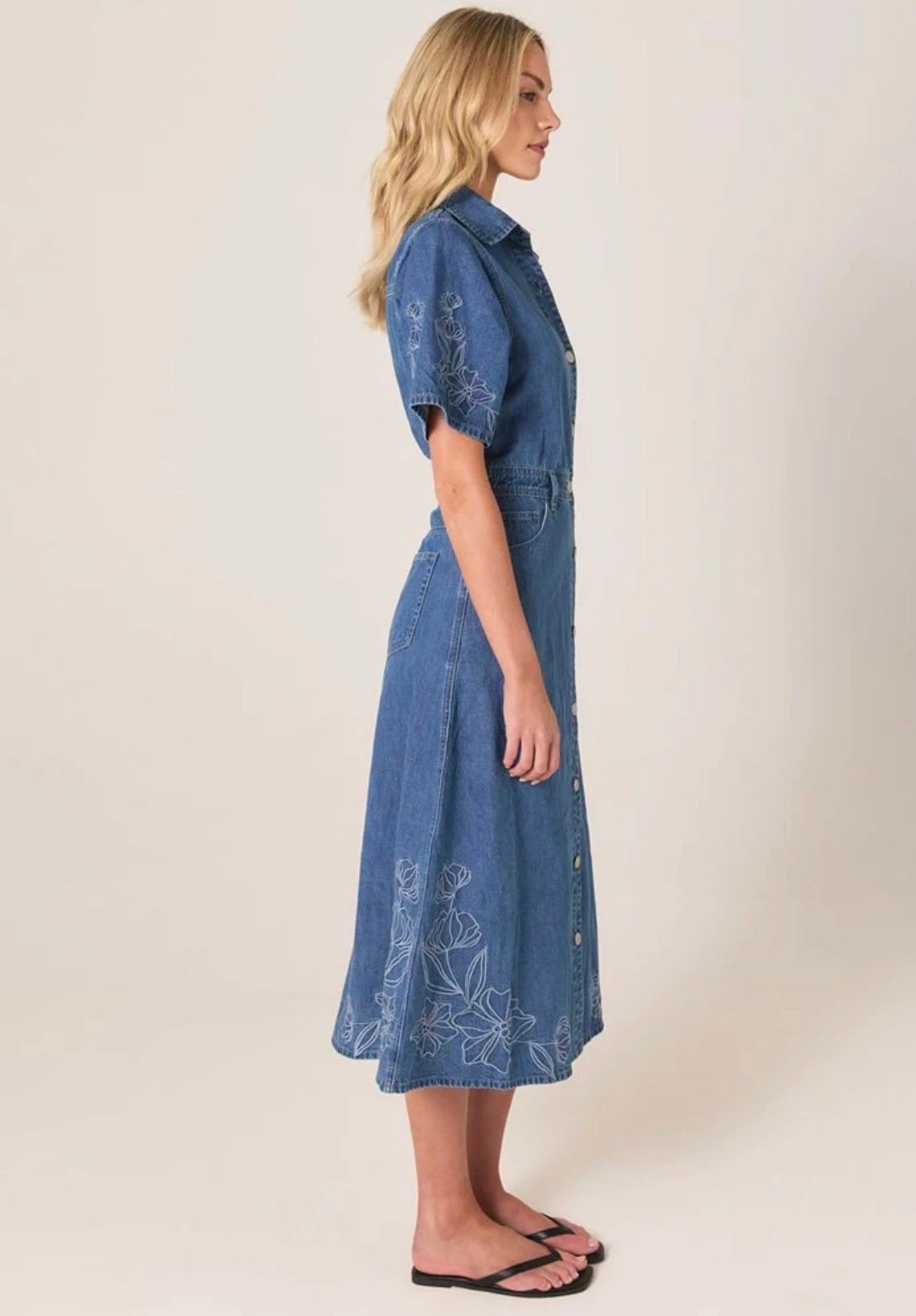 Sloane Embroidered Denim Dress Secondary image
