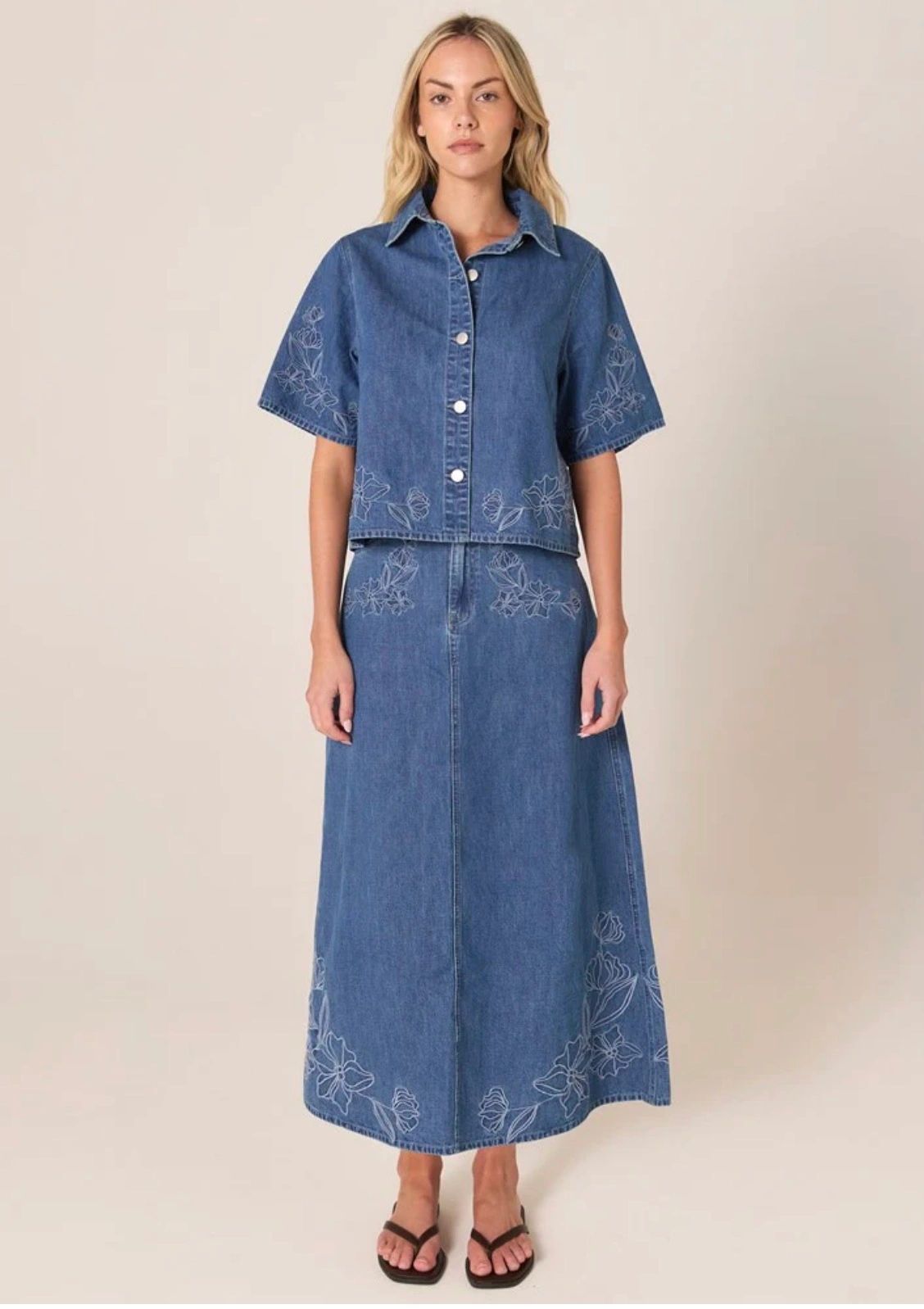 Sloane Embroidered Denim Skirt Main image