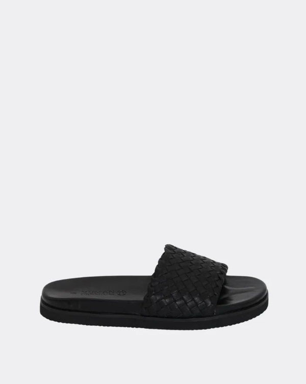 Oxford Leather Black Slide