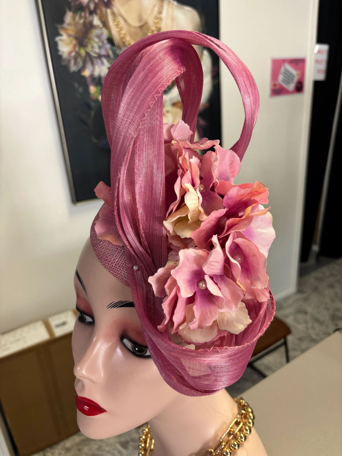 Pink/Purple Silk Abica & Hydrangea Pearl Headpiece