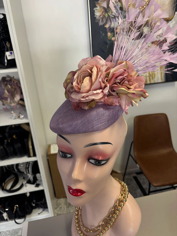 Lilac & Pink Floral & Lilac Feather HeadPiece