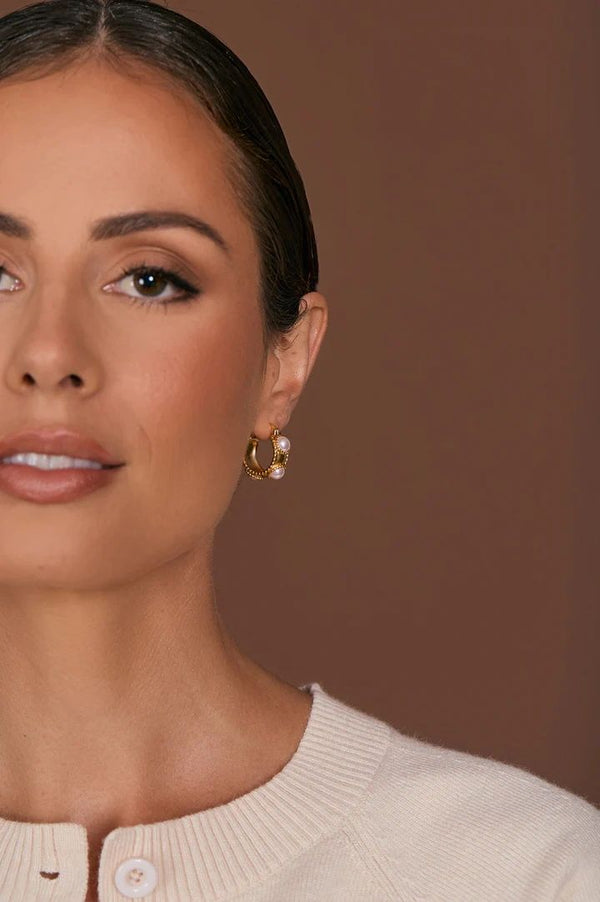 Faux Pearl Mini Hoops