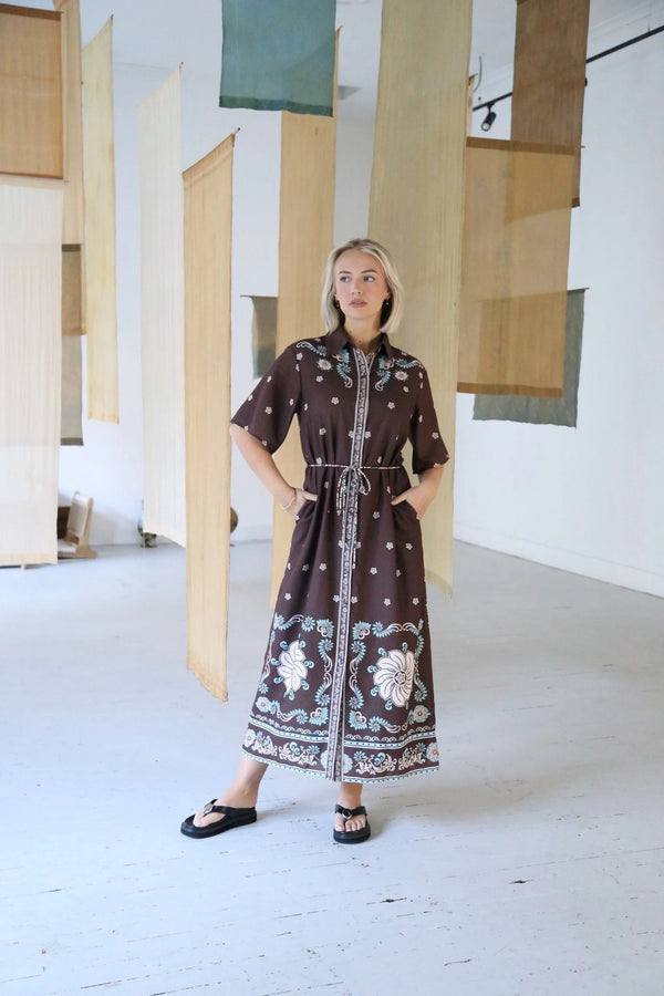 Saddle Bloom Maxi Dress