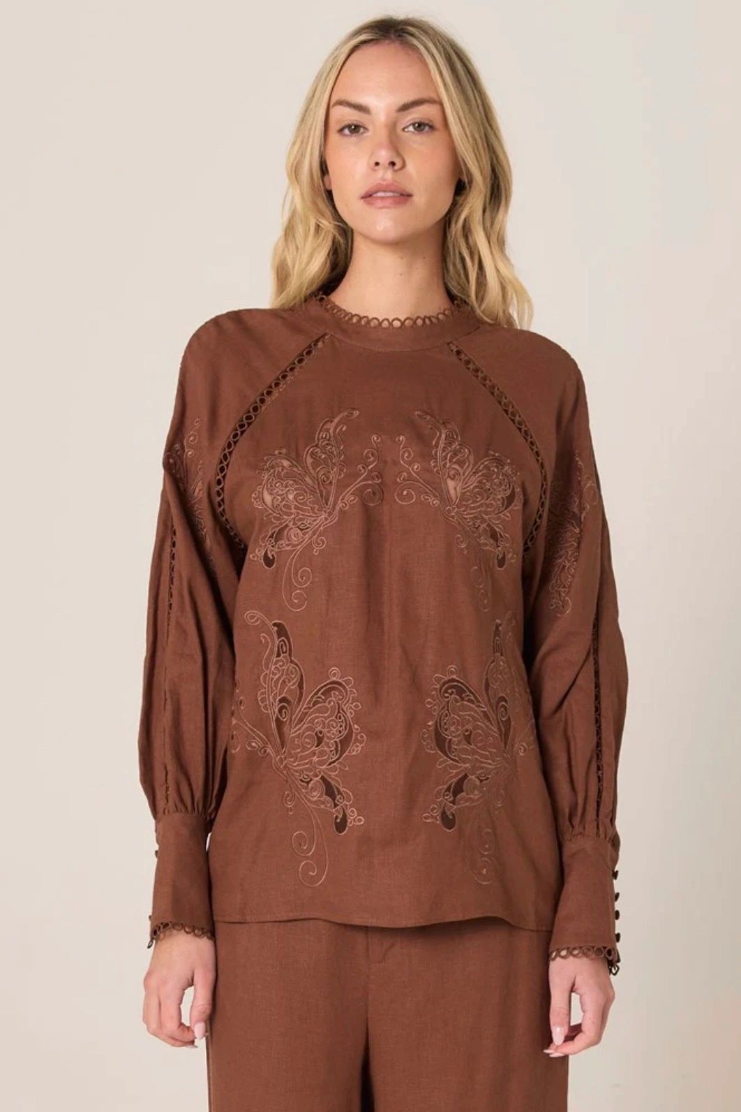 Aven Embroidered Blouse Asst Colours