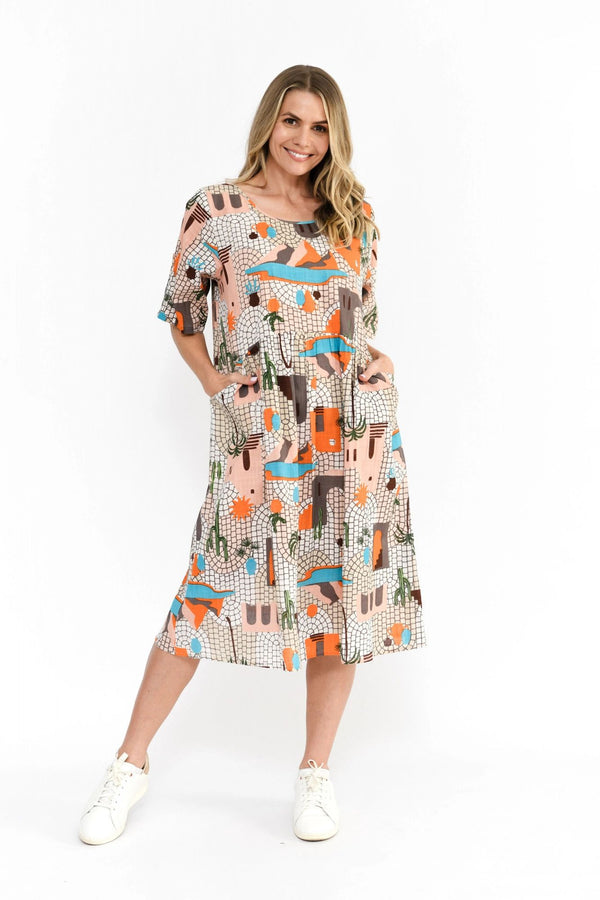 Yvonne Round Neck Greece Dress