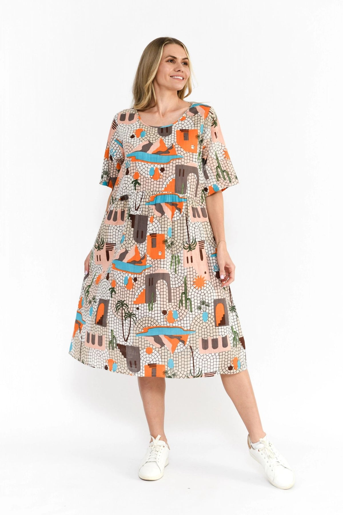 Yvonne Round Neck Greece Dress