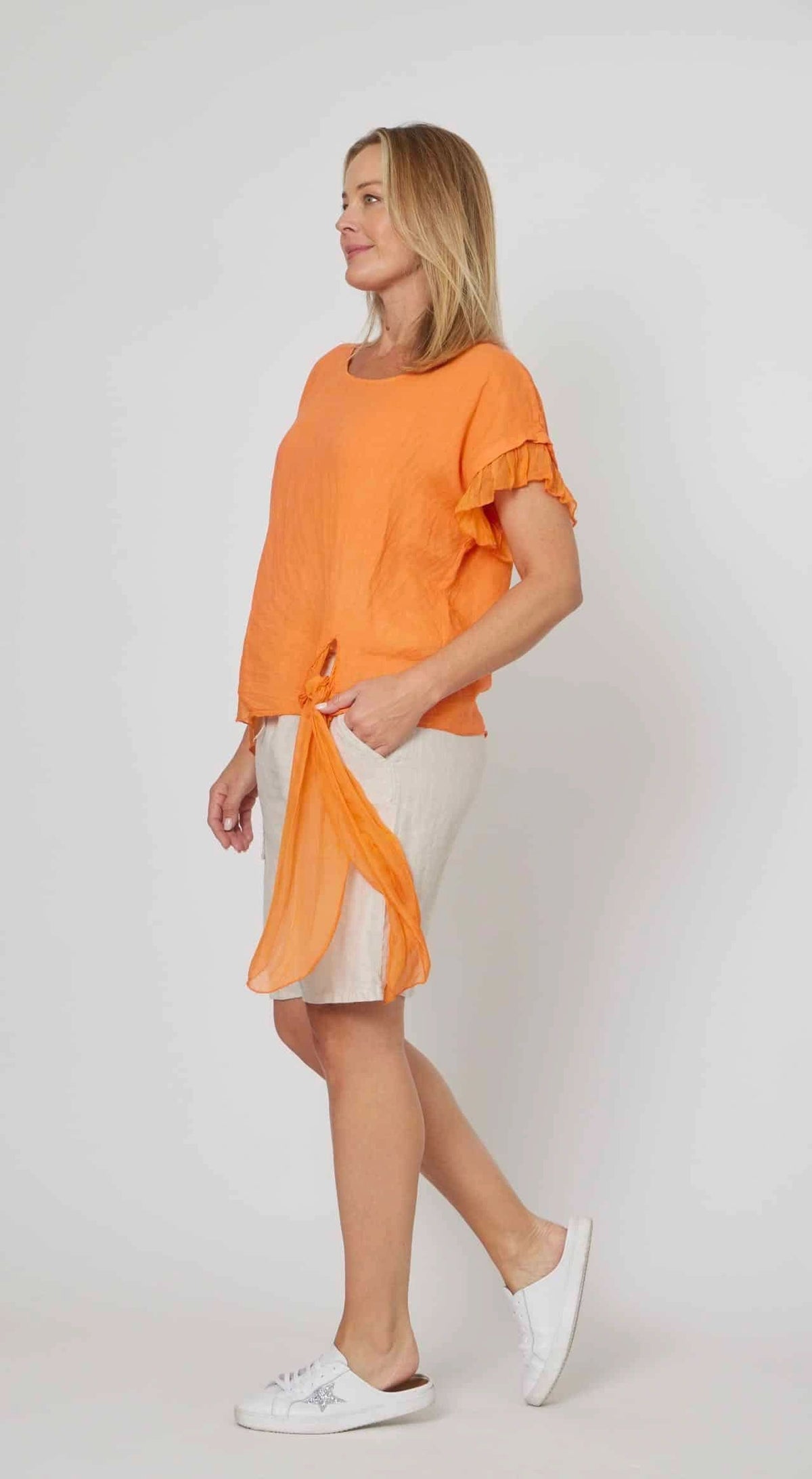 Linen Beige Shorts Main image