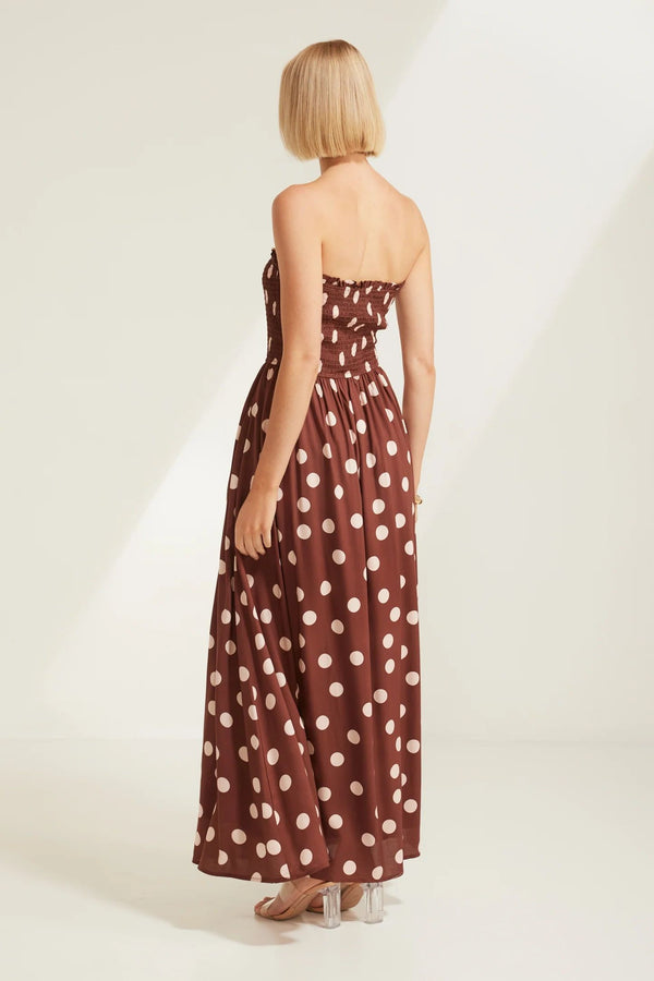 Rosalie Polka Dot Choc/Pink Maxi Dress