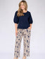 Navy Linen Blend Top