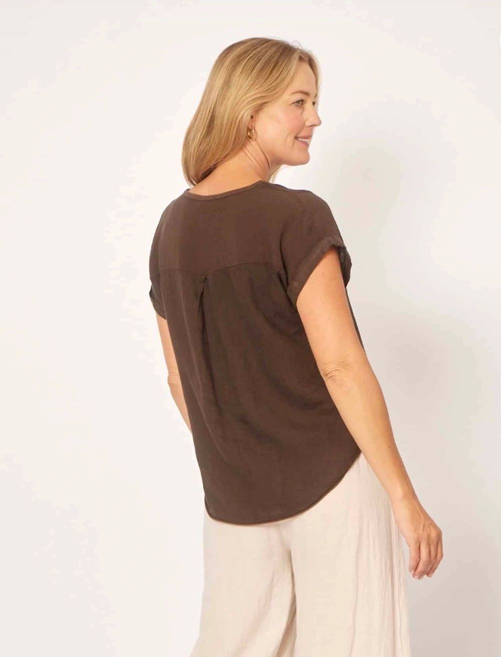 Cotton/Linen V Neck Top Ass Colours
