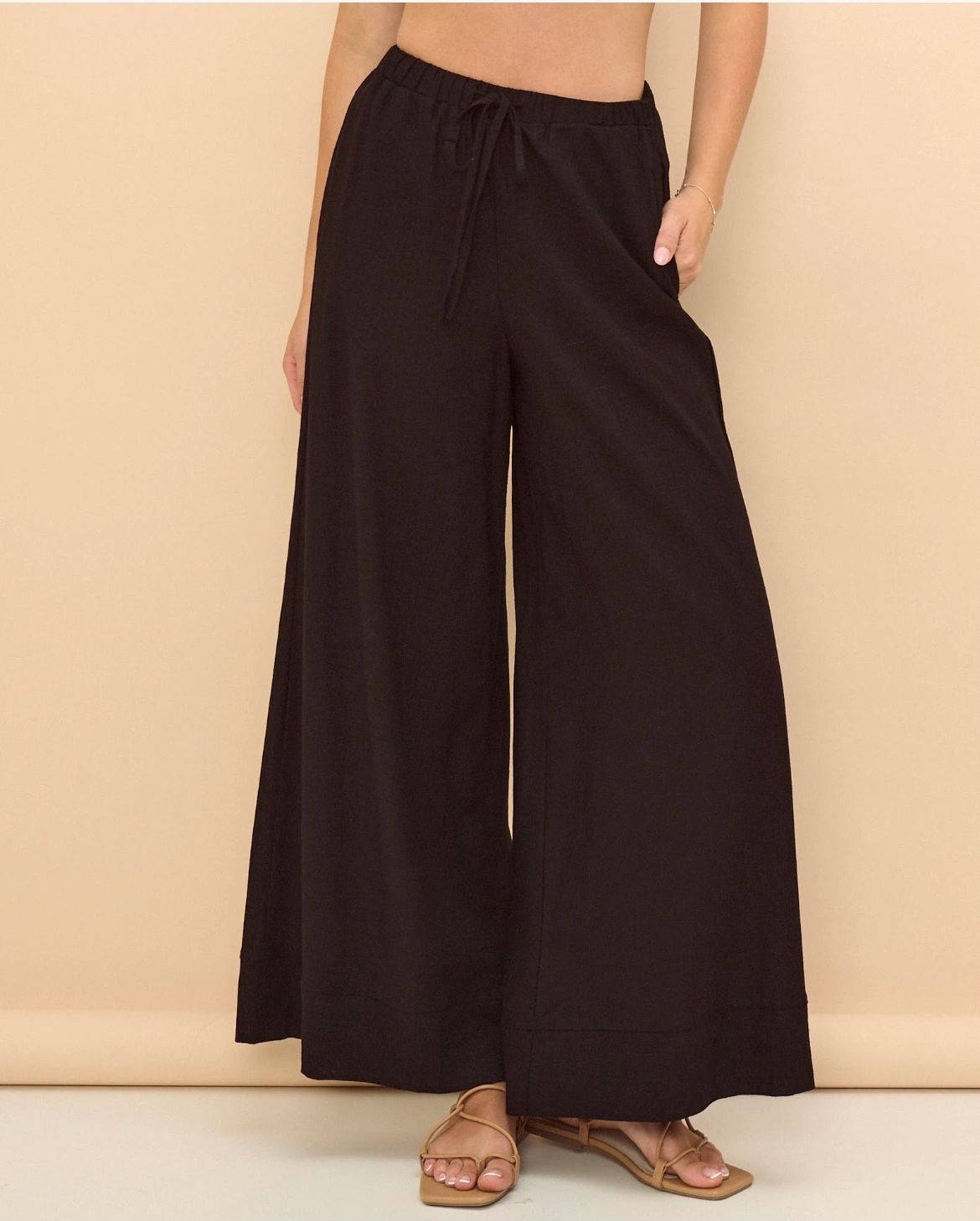 Black Linen Blend Pants Main image