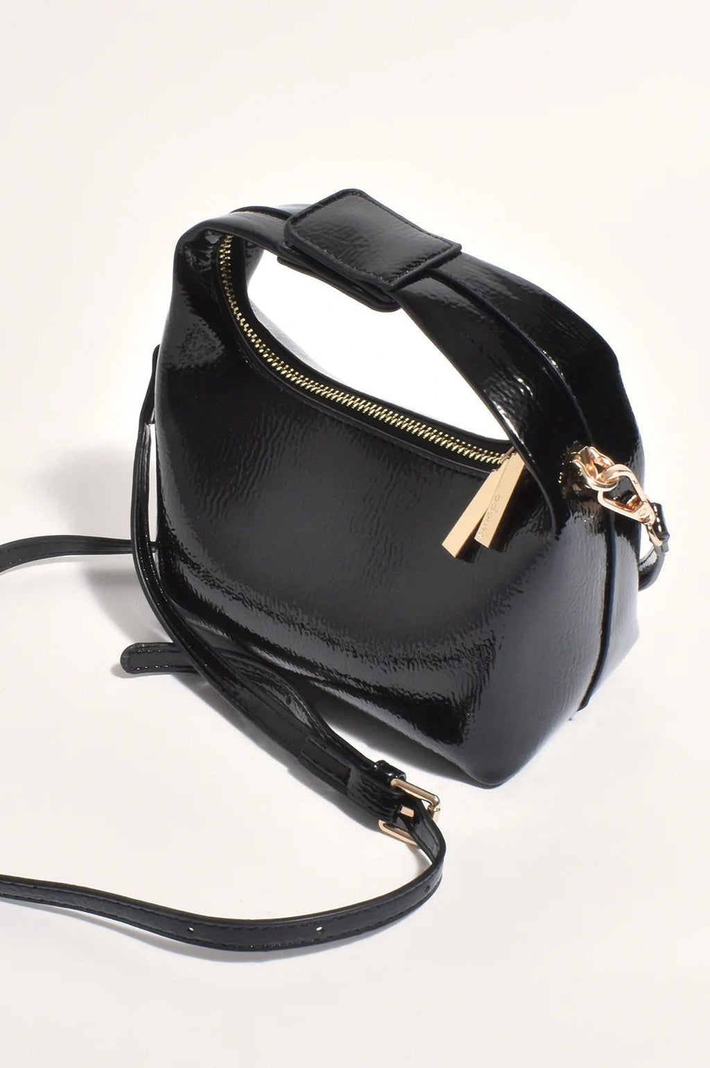 Lia Patent Curved Small Bag Asst Colours