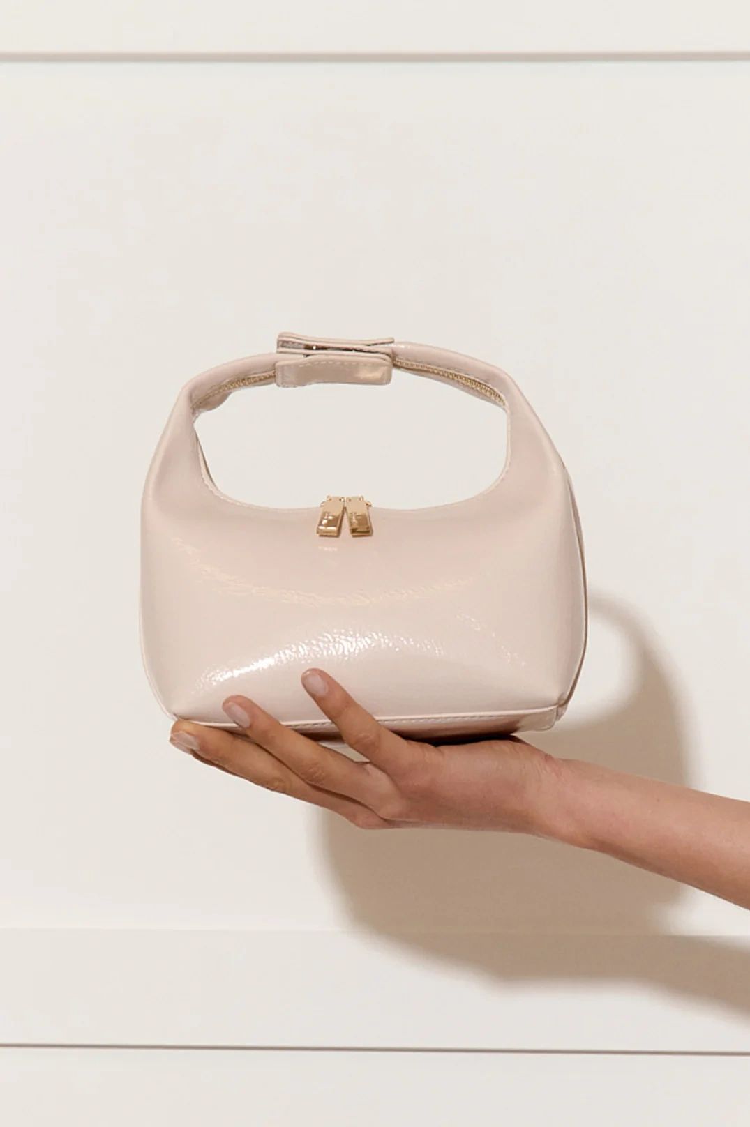 Lia Patent Curved Small Bag Asst Colours