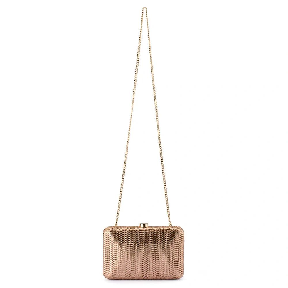 Olga Berg Hannah Textured Clutch Copper