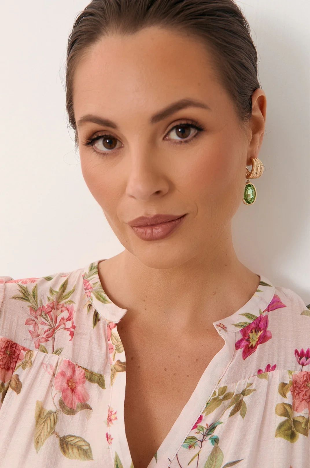 Adorne Curve Front Oval Drop Earrings Mint Secondary image